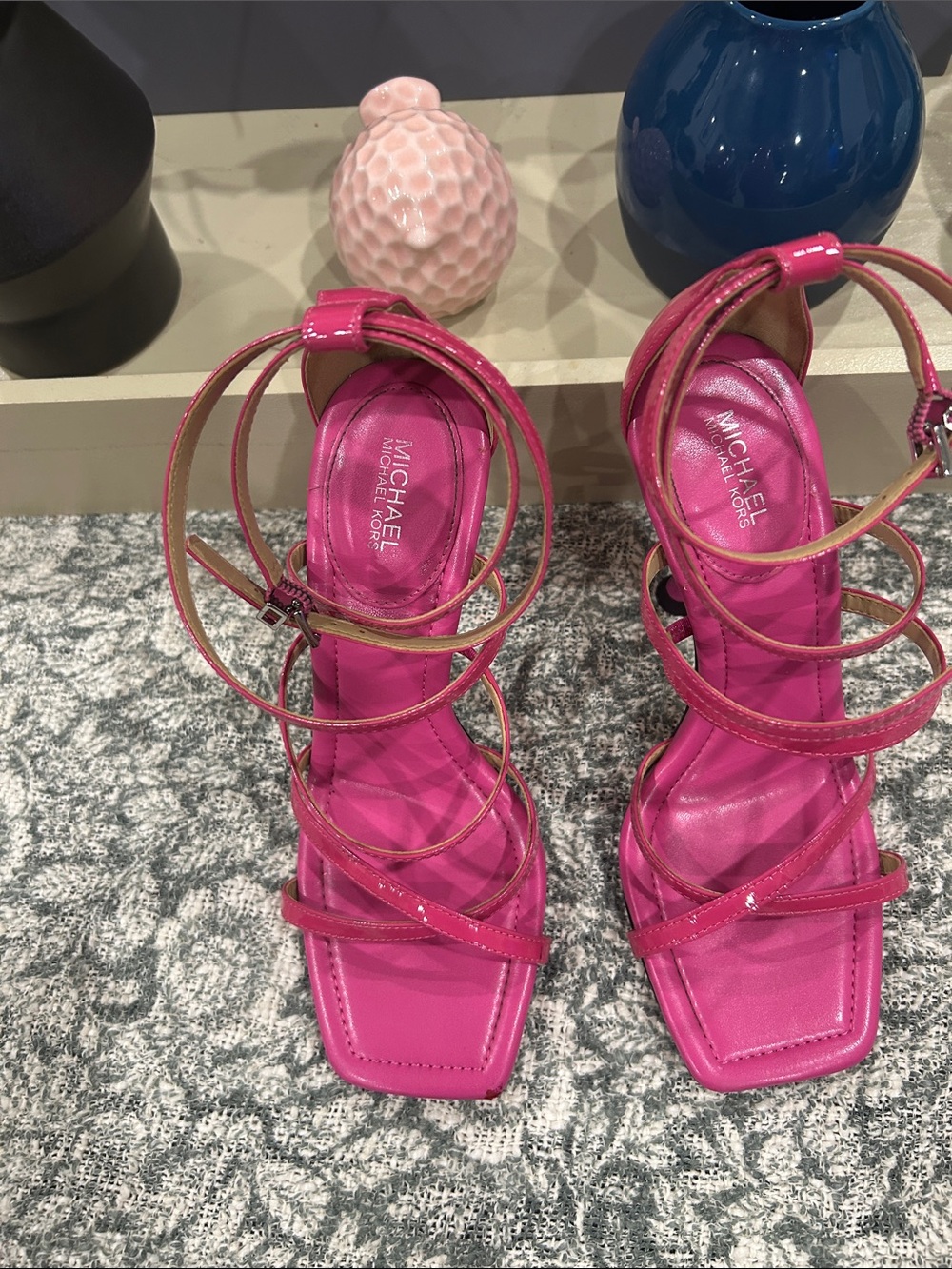 Michael Kors Fuchsia Multi-Strap Square-Toe Sandals